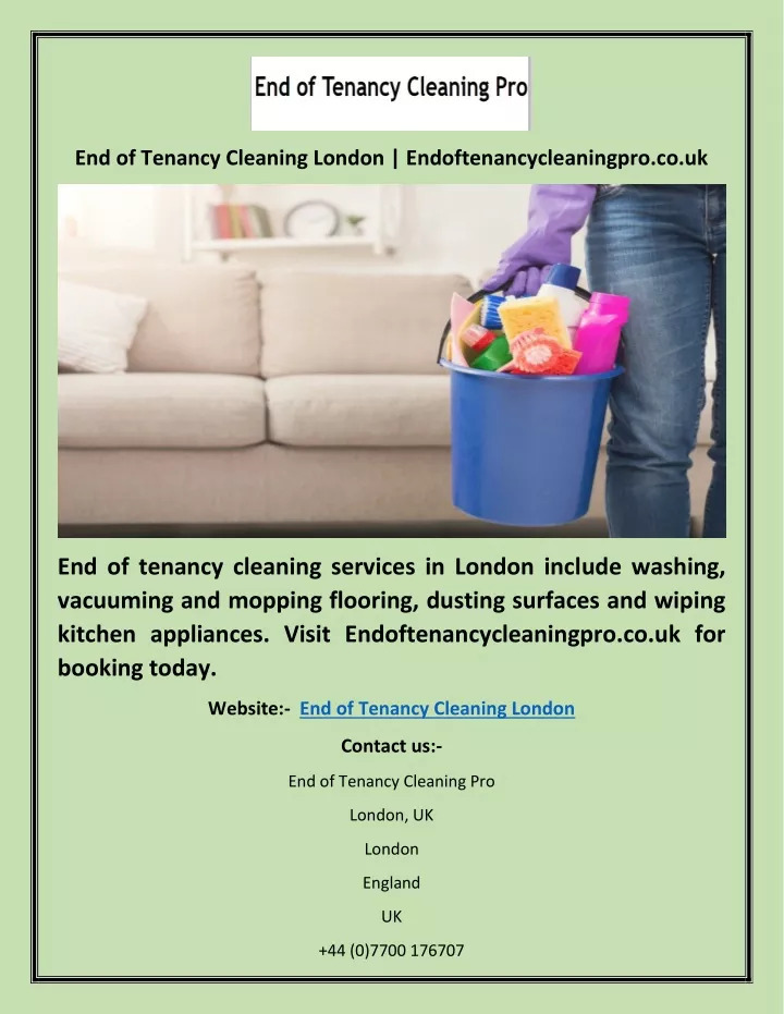 Free Website for End of Tenancy Cleaners guide for UK small businesses